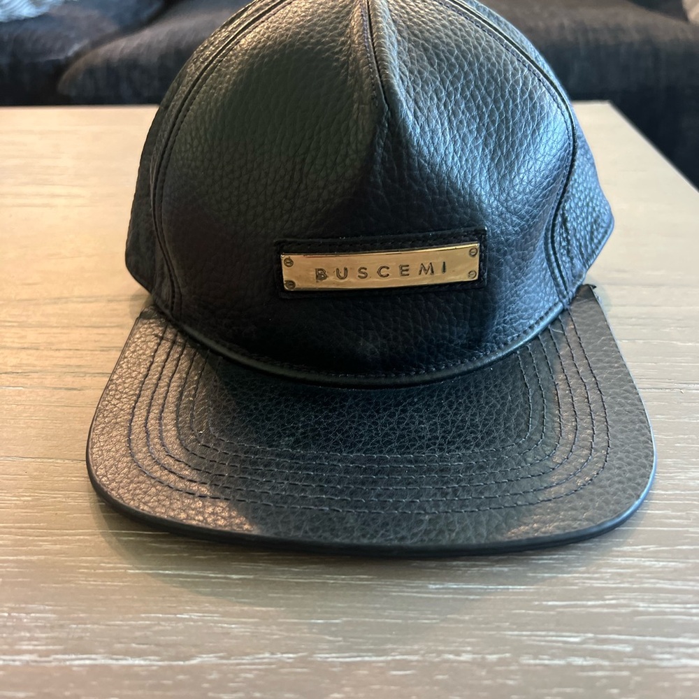 Buscemi Black Leather Cap
